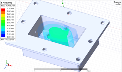 ANSYS HFSS electric-field simulation inside the rectangular cavity