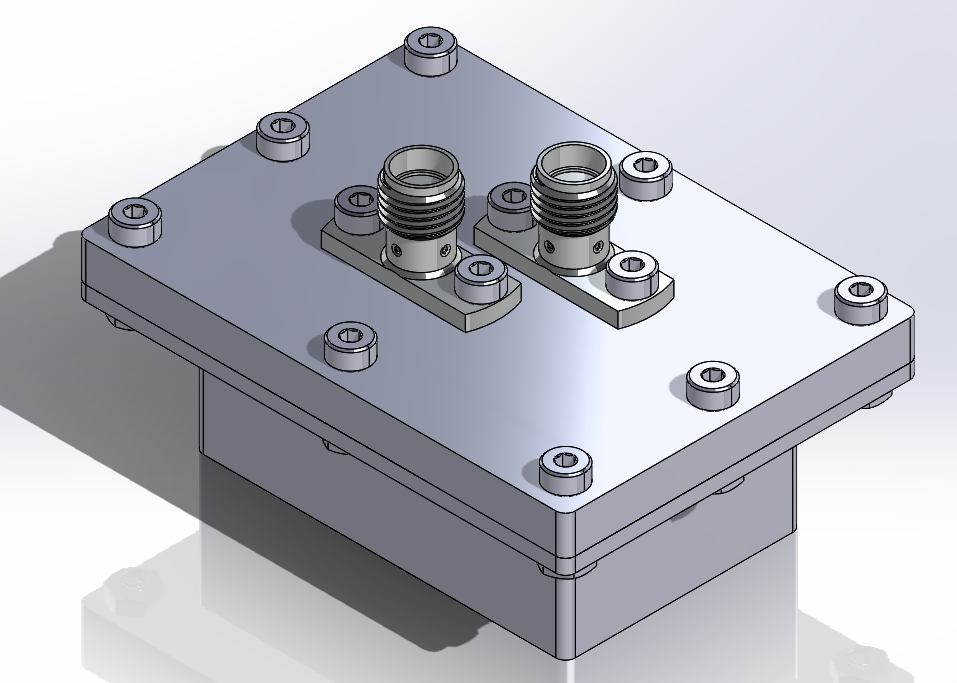 SolidWorks rendering of the assembled cavity resonator