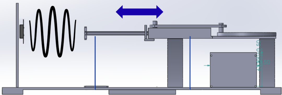 Crank–slider demonstration hardware: HB100 on the vertical beam and deflector motion path